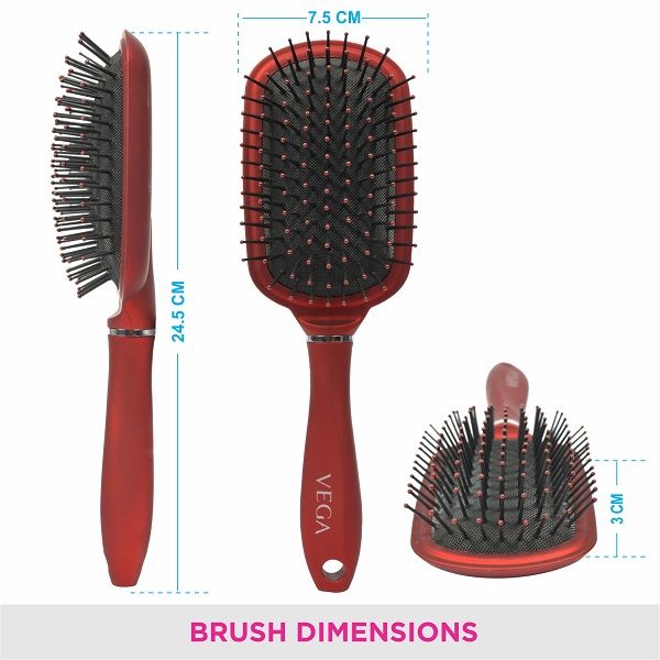 VEGA Detangling Paddle Brush for Women & Men Smooth Hair, Black (E11-PB) | COLOR MAY VARY