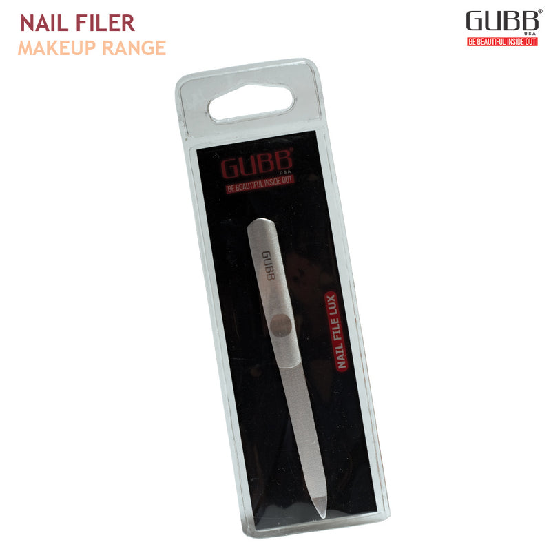GUBB Metal Nail Filer Lux, Manicure Tool With Cuticle Remove - Designed to Achieve Strong, Elegant and Healthy Nails, Durable Stainless Steel - Silver