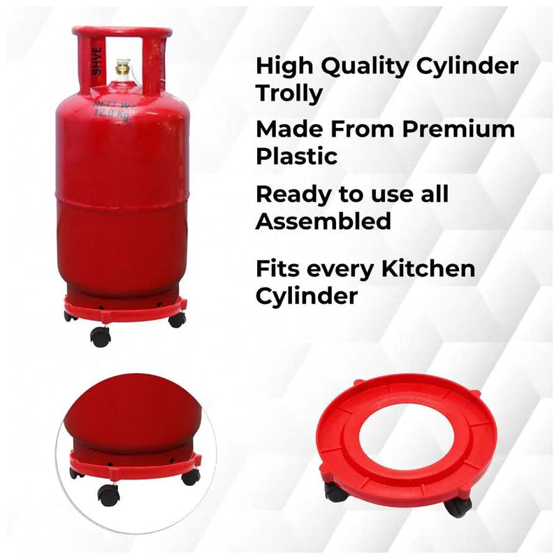 PBH Kitchenware Plastic LPG Cylinder Trolley - GT-01R | For effortless and safe handling of LPG cylinders