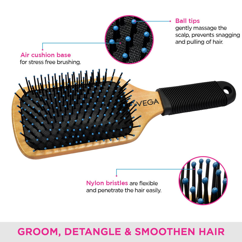 VEGA Premium Collection Paddle Hair Brush for Men & Women, (E1-PB)
