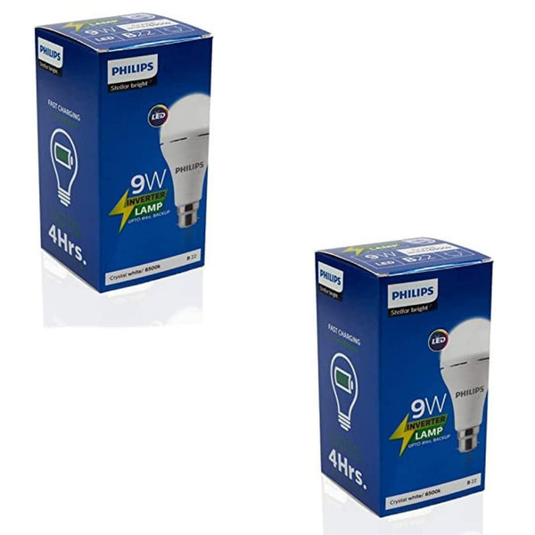 Philips 9W B22 LED Emergency Bulb, Emergency Light For Power-Cuts, Cool Day Light, Pack of 2