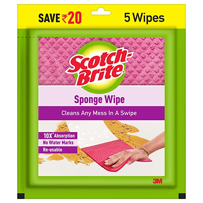 Scotch-Brite Sponge Wipe, Pack of 5 (Super Saver Pack)