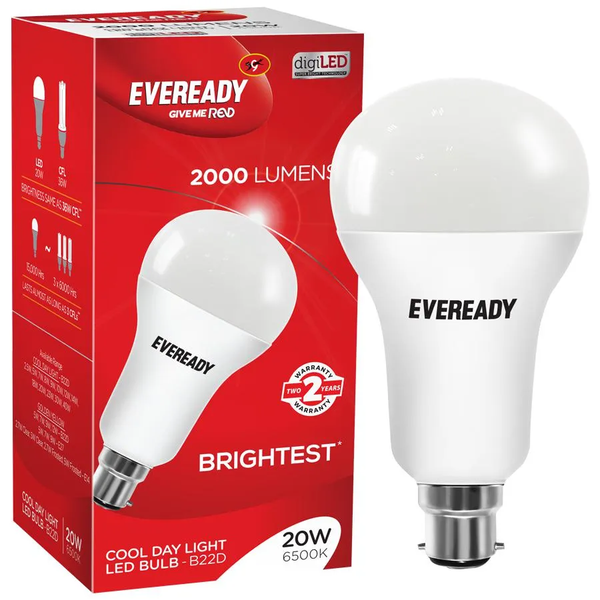 Eveready 20W B22D LED Bulb | 2000-2100 Lumens | Bright LED Bulbs for Hall | Pack Of 1 Bulb