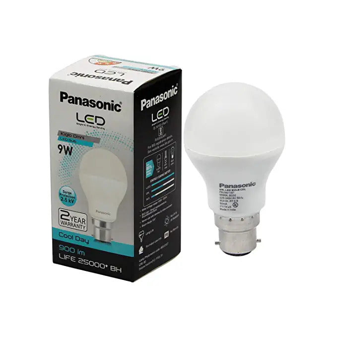 Panasonic Base B22 9-Watt LED Bulb (Cool Day Light, White) | Pack of 2