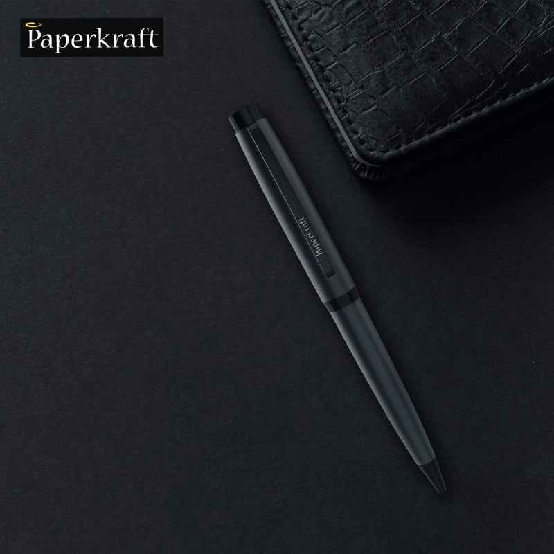 Paperkraft Chopin - Blue Ball Pen (Pack of 1) | Elegant & Classic Matte Black Finish