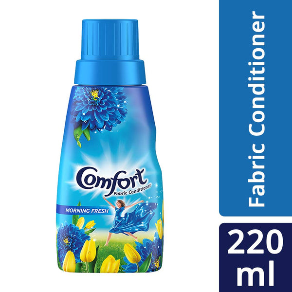 Comfort Morning Fresh Conditioner 220 ml Bottle | After Wash Liquid Fabric Softener | For Softness, Shine & Long Lasting Freshness