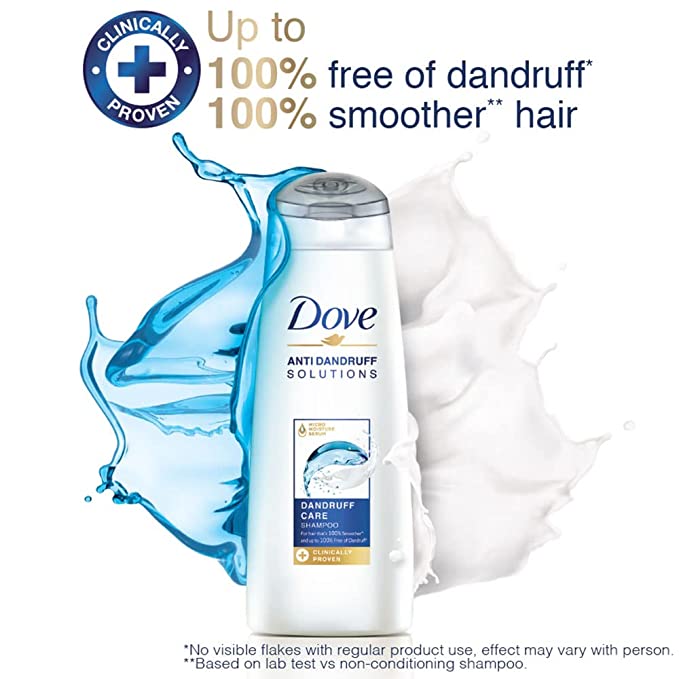 Dove Anti Dandruff Solutions Shampoo 340 ml, Prevents Dandruff & Dry Scalp, Mild Daily Shampoo for Smooth & Frizz Free Hair