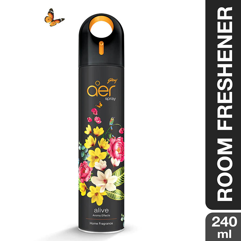Godrej aer spray, Premium Air Freshener for Home & Office - Alive (220ml)