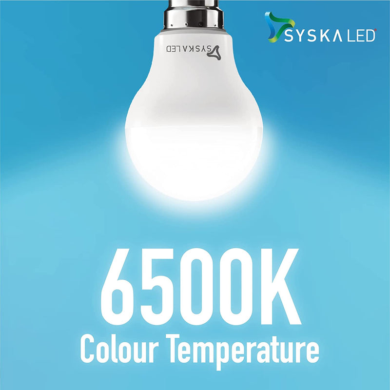 SYSKA 9W LED Bulb with Energy Saving, Up to 50000 Hours Life Span - White (Pack of 4)