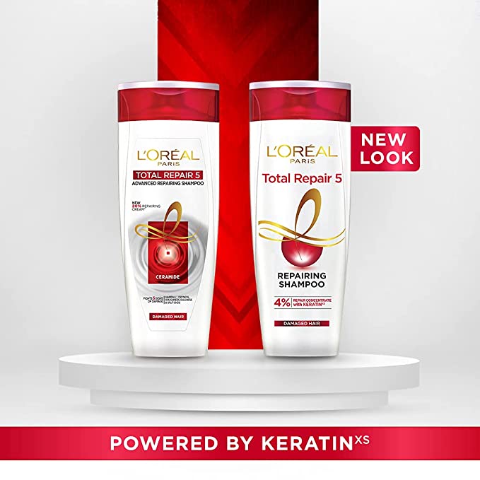 L'Oréal Paris Shampoo, For Damaged and Weak Hair, With Pro-Keratin + Ceramide, Total Repair 5, 704ml