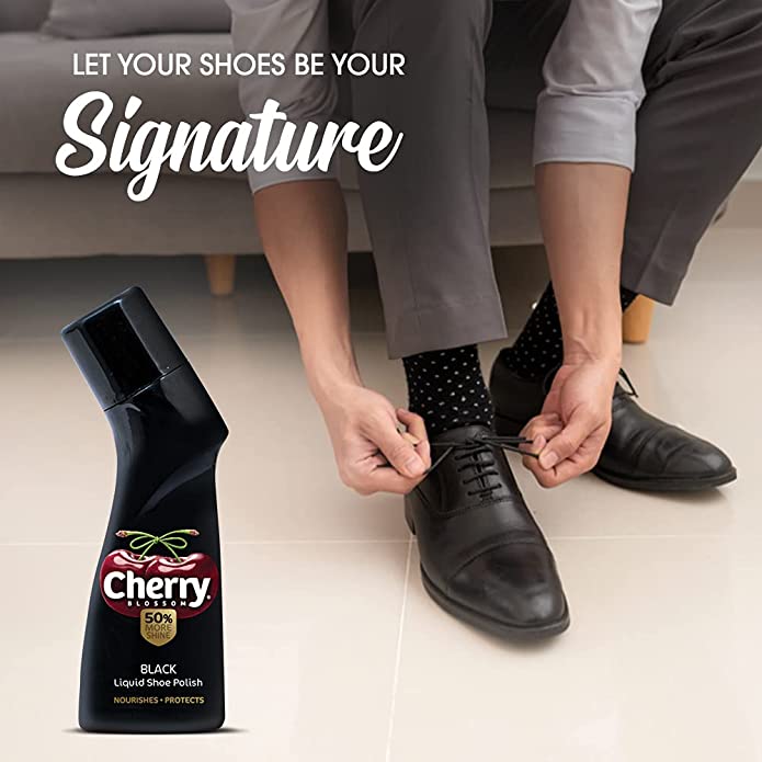 Cherry Blossom Liquid Shoe Polish 75ml - Black