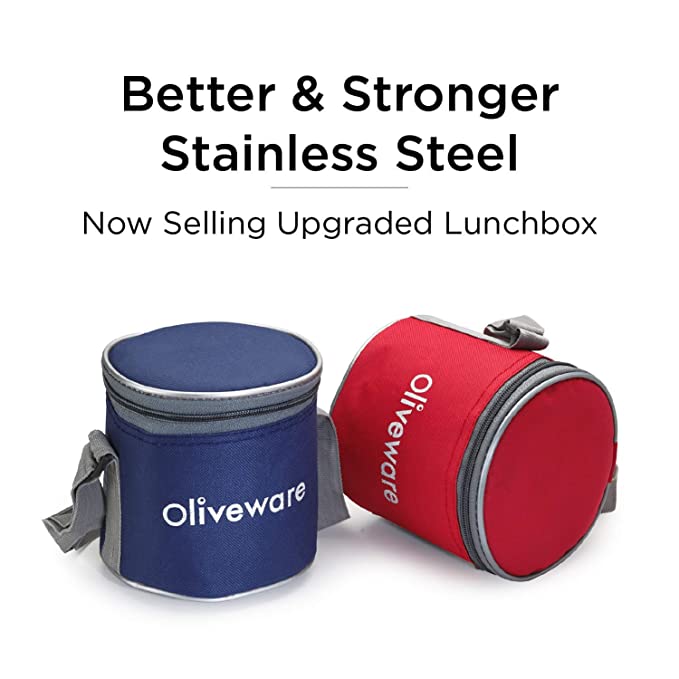 Oliveware Lovely Stylo Lunch Box - Stainless Steel Containers ideal for office use and school going kids